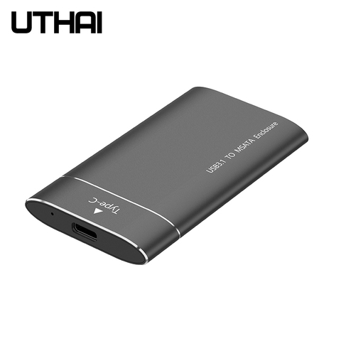 Корпус для жесткого диска UTHAI T37 MSATA на USB3.0, адаптер из алюминиевого сплава, мини-SATA SSD на USB3.1 Type-C, чехол для жесткого диска 1,8 дюйма, бокс Sata3 ► Фото 1/5