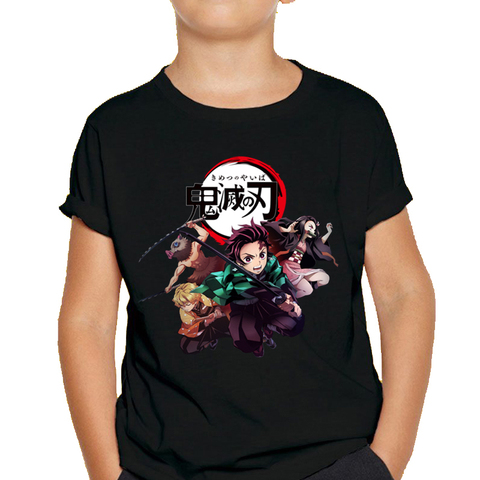 Забавная футболка для мальчиков и девочек с японским аниме Kimetsu No Yaiba Demon Slayer футболки с графическим принтом уличная футболка детская одежда ► Фото 1/6