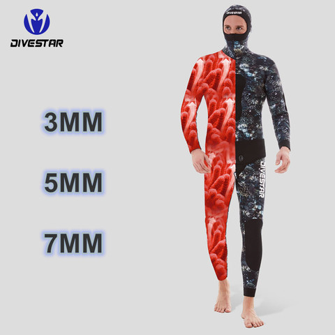 DIVESTAR гидрокостюм 5 мм/3 мм/7 мм подводное плавание Защита от медуз, водолазный костюм Для мужчин неопрена подводной охоты серфинг гидрокостюм... ► Фото 1/6