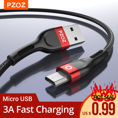 PZOZ 1m 2m провод Micro USB кабель 3A быстрой зарядки Microusb зарядное устройство данные шнур для Samsung S7 Xiaomi Redmi Примечание 5 Pro 4X плюс huawei планшеты Мобильн... ► Фото 1/6