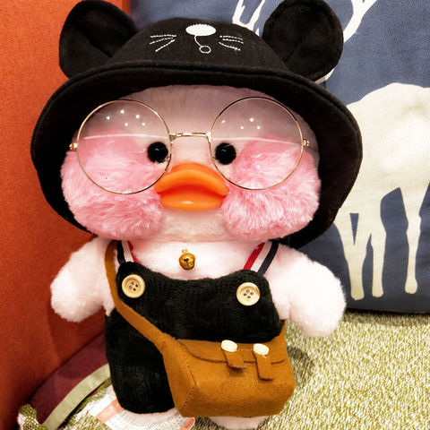 Розовая плюшевая игрушка LaLafanfan Kawaii Cafe Mimi желтая утка, 30 см, милая мягкая кукла, мягкие куклы-животные, детские игрушки, подарок на день рождения для девочки ► Фото 1/6