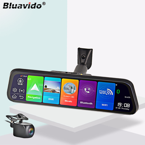 Bluavido 4G Android 8,1 автомобильный зеркальный видеорегистратор GPS навигация ADAS камера в зеркале заднего вида FHD 1080P видеорегистратор с двумя объект... ► Фото 1/6