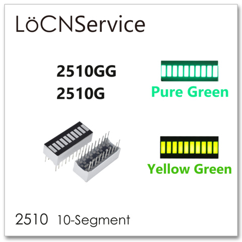 Светодиодная гистограмма LoCNService, 10 сегментов, 2510, желто-зеленый, чистый зеленый, 30 шт.-100 шт., гистограмма, Одноцветный цифровой дисплей ► Фото 1/1