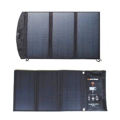 Солнечная батарея 28 Вт 21 Вт, солнечное зарядное устройство, батарея с двойным портом, водонепроницаемая Складная Панель солнечных батарей д... ► Фото 1/6