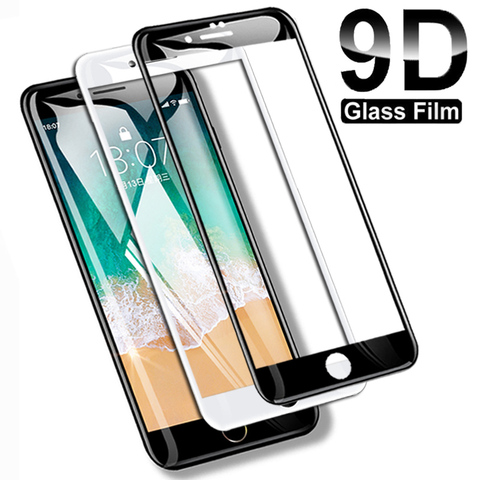 Закаленное стекло 9D с полным покрытием для iPhone 8 7 6 6S Plus 5 5S SE 2022, защита экрана на iPhone 11 Pro XS Max X XR, защитная пленка ► Фото 1/6