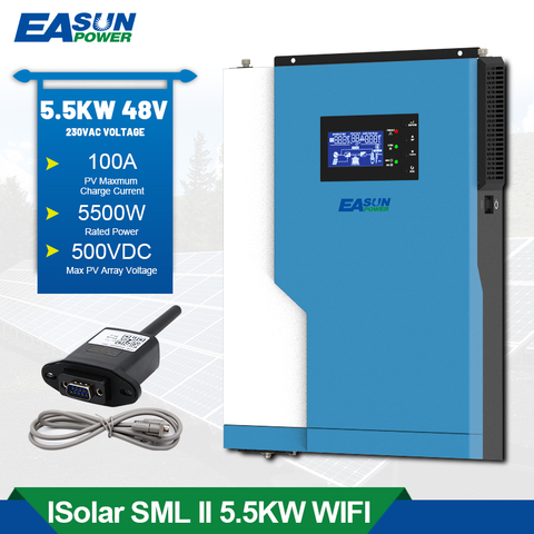 Источник питания EASUN 5.5KW Soalr инвертор 500Vdc MPPT 100A 500VDC PV вход 220VAC 48VDC 5.5KW чистая синусоида гибридный инвертор с WiFI ► Фото 1/6