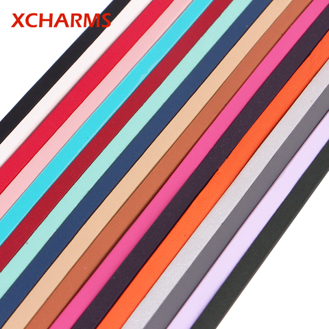 XCHARMS/5 мм плоский ПУ кожаный шнур/кожаная веревка для лица/фурнитура для ювелирных изделий Аксессуары/модные ювелирные изделия/материалы бр... ► Фото 1/6