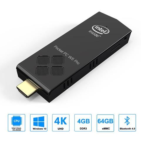 W5 PRO мини ПК Windows 10 лицензированный 4 ГБ/64 ГБ 8 ГБ/128 ГБ Intel atom Z8350 Micro PC Compute Stick четырехъядерный 1,44 ГГц 2,4G & 5G WiFi ► Фото 1/6