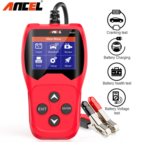 Ancel BA201 тест-анализатор для автомобильного аккумулятора 12 В PK KW600 12 вольт диагностические инструменты для автомобильного аккумулятора 100- 2000CCA для тестирования зарядки автомобиля ► Фото 1/6