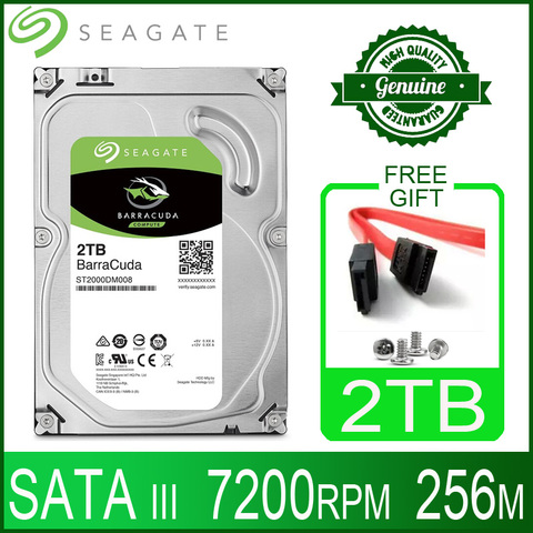 Жесткий диск Seagate 2 ТБ, внутренний жесткий диск HDD для настольного компьютера, жесткий диск 2000 Гб, 7200 об/мин, 256 Мб кэш-памяти, 3,5 