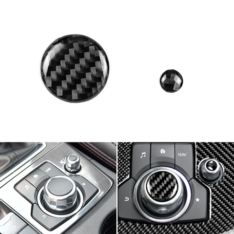 Автомобильная центральная консоль из углеродного волокна 2 шт., мультимедийная Кнопка громкости, защитная накладка для Mazda 3, 6 искусственных элементов 2017 ► Фото 1/4
