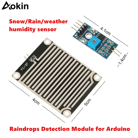 Датчик влажности и температуры дождя для Arduino, датчик температуры и дождя, модуль обнаружения капель воды и дождя для датчиков Arduino ► Фото 1/6