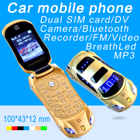 Newmind F15 разблокированный откидной MP3 MP4 FM фонарик, две SIM-карты, супер маленькая модель автомобиля, мини мобильный телефон P431 ► Фото 1/6