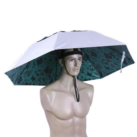 Большой зонт для головы 95 см, УФ-защита от дождя, для путешествий, рыбалки, портативный складной тройной зонт, для мужчин и женщин ► Фото 1/6