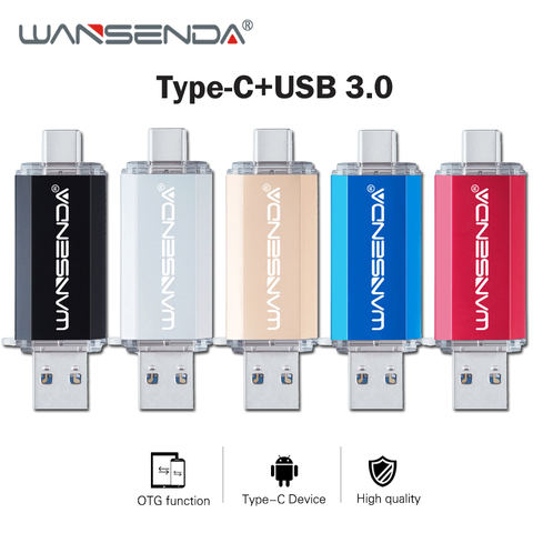 USB флеш-накопитель Type-C WANSENDA, OTG флешка на 512 Гб, 256 Гб, 128 Гб, 64 Гб, 32 Гб, 16 Гб, USB флешка 3.0, флеш-накопитель для устройств Type-C ► Фото 1/6