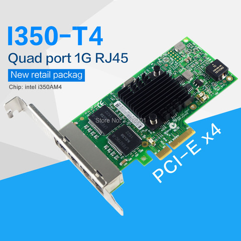 Сетевая карта для сервера FANMI I350-T4 4 порта Gigabit Ethernet PCI-Express X4 intel I350AM4 ► Фото 1/5
