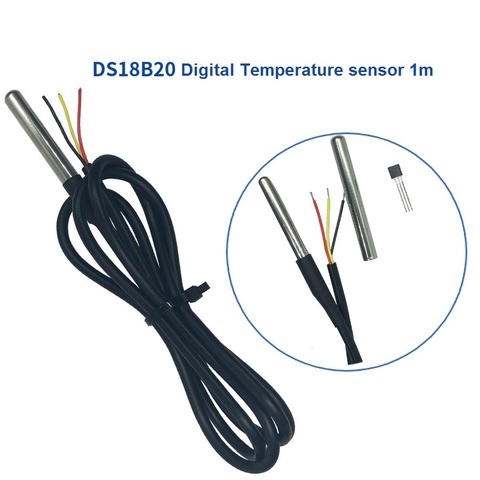 Оригинальные Водонепроницаемые датчики температуры Maxim Dallas DS18B20 с кабелем 1 м ► Фото 1/1
