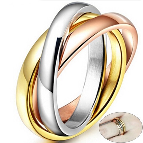 Тройные Помолвочные кольца Love Faith Hope, Помолвочные кольца для женщин из нержавеющей стали, обещающие подарок на день Святого Валентина ► Фото 1/6