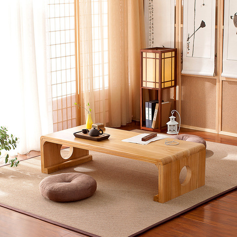 Деревянная мебель в японском винтажном стиле для помещений, журнальный столик в азиатском стиле для гостиной, низкий прямоугольный стол 60*40... ► Фото 1/5