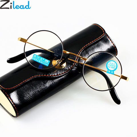 Zilead круглые очки для чтения с защитой от синего света в стиле ретро для мужчин и женщин, золотистые полимерные очки для пресбиопии, очки унис... ► Фото 1/5