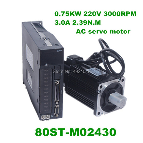 80ST-M02430 220V 750W AC Серводвигатель 2.39N. M. 3000 об/мин 0,75 КВТ Серводвигатель однофазный привод переменного тока постоянный магнит подходящий драйвер ► Фото 1/1