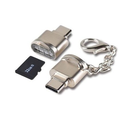 Кардридер портативный из алюминиевого сплава, USB 3,1, Type C, Micro SD, TF ► Фото 1/6