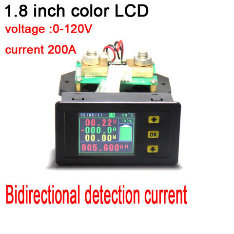 DYKB 120В +/- 200A DC Цифровой вольтметр Амперметр температура кулоновая мощность двунаправленный измеритель напряжения тока + шунт ► Фото 1/1