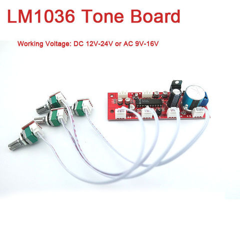 Tone Board LM1036 отдельный тип потенциометра, балансир высоких басов, регулятор громкости, рабочее напряжение: 12-24 в пост. Тока или 9-16 в перем. Тока ► Фото 1/1