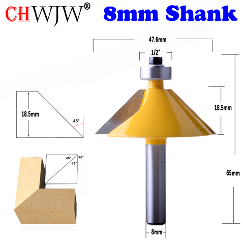 Хвостовик 8 мм, 1 шт., высокое качество, большая фаска и конический конус 45 градусов, режущий инструмент для дерева, фрезы для деревообработки ... ► Фото 1/5