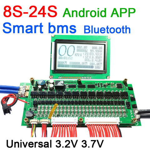 Смарт-батарея 8S до 24S, плата защиты bms, Bluetooth, приложение для телефона Lifepo4 Li-Ion 10S 13S 14S 16S 20S 70A/100A/150A/200A/300A ► Фото 1/1