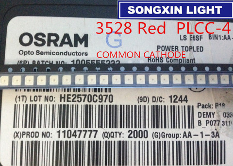 100 шт. LSE6SF-V2BA-1-1 LS E6SF-V2BA-1-1 OSRAM 3528 красный PLCC-4 общий катод супер яркий светодиодный задний фонарь SMD новый оригинальный ► Фото 1/6