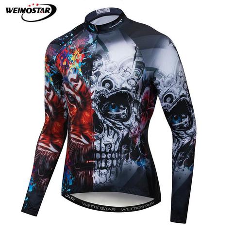 Weimostar 2022 одежда для велоспорта Pro Team Skull для мужчин с длинным рукавом для гонок на велосипеде Джерси осень полиэстер mtb велосипедная куртка ► Фото 1/6