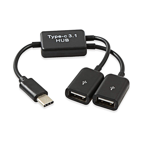 Кабель-концентратор Micro USB / Type C-2 OTG с двумя портами, y-разветвитель, адаптер Micro-USB Type-C для планшета, клавиатуры Android и мыши ► Фото 1/6