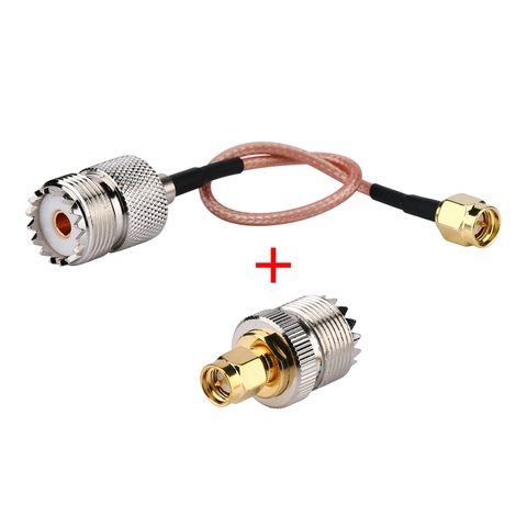 2 комплекта (кабель Pigtail + адаптер) RF Coax SMA штекер к УВЧ SO-239 женский кабель + SMA штекер к увч гнездо SO239 адаптер для Baofeng ► Фото 1/4
