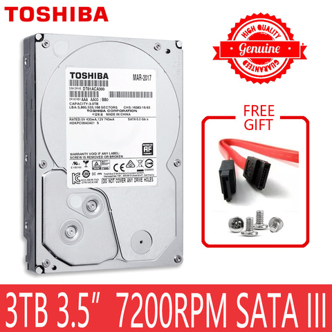 Внутренний жесткий диск TOSHIBA 3 ТБ, HD 7200 об/мин, 3,5 дюйма, 64 Мб, 3000 ГБ, 3000 ГБ, SATA3, для настольного ПК ► Фото 1/6