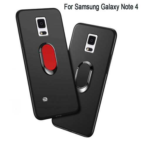 Чехол Note4 для Samsung galaxy Note 4, роскошный мягкий черный силиконовый магнитный автомобильный держатель 5,7 дюйма, кольцо для Samsung galaxy Note 4 ► Фото 1/6