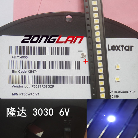 LEXTAR Lextar хороший светодиодный высокой мощности с подсветкой 1,8 Вт 3030 6 в холодный белый 150-187lm PT30W45 V1 ТВ-приложения 6 в 500 шт. ► Фото 1/5