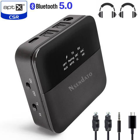 3,5 мм HD Bluetooth 5,0 аудио передатчик приемник CSR8675 беспроводной aptx аудио авто на адаптер для телевизора автомобиля aptX HD LL низкая задержка ► Фото 1/6