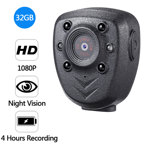 Камера видеонаблюдения Full HD 1080P, с отворотом и ночным видением, DVR, светодиодный светильник, цифровая мини-камера с записью голоса 32 ГБ, TF-карт... ► Фото 1/6