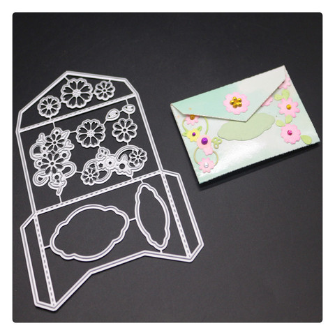 Металлические Вырубные штампы YINISE в форме конверта с цветами для рельефной бумаги ► Фото 1/6