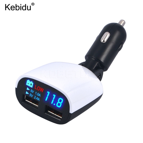 Автомобильное зарядное устройство kebidu с двумя USB-портами, 3,4 А, светодиодный дисплей, адаптер питания для прикуривателя, для телефона, планшета, автомобильное зарядное устройство, новинка ► Фото 1/6