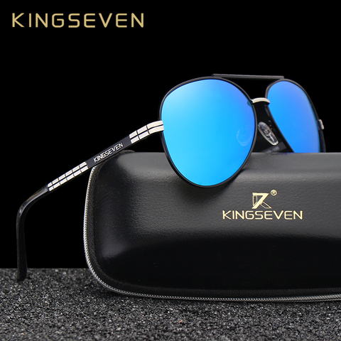 Мужские солнцезащитные очки KINGSEVEN, черные классические водительские солнцезащитные очки из алюминия с поляризационными стеклами, степень защиты UV400, 2022 ► Фото 1/6