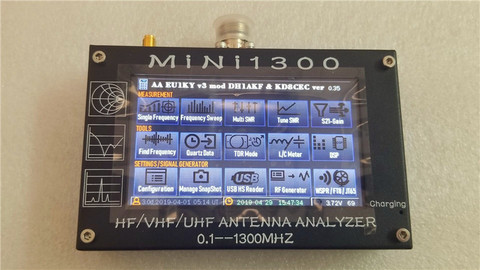 Анализатор-антенна UV + HF Mini1300, сенсорный ЖК-дисплей 4,3 дюйма, 0,1-1300 МГц, 13,ггц, HF/VHF/UHF ANT, SWR + аккумуляторная батарея ► Фото 1/5