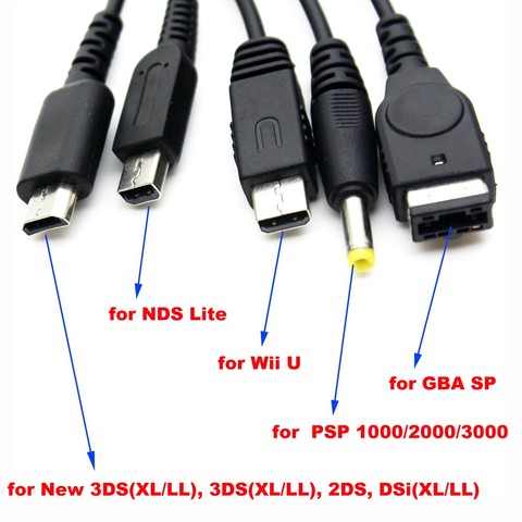 Зарядное устройство кабель AMOOT 5 в 1 Зарядка через USB кабели адаптеров Зарядное устройство USB Зарядное устройство s для Оборудование для PSP Nintendo WII U GBA SP 3DS NSDL XL DSI налогов и таможенных пошлин ► Фото 1/4