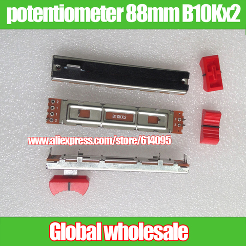 5 шт. 88 мм 2-канальный двухканальный стерео B10Kx2 потенциометр длина ручки 8 мм/609 г слайдовый потенциометр микшер fader ► Фото 1/1
