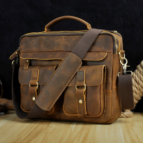 Le'aokuu мужские деловые сумки для ноутбука 13 дюймов в античном стиле ► Фото 1/6