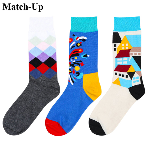 Новые цветные носки из чесаного хлопка для пар, уличные повседневные компрессионные хлопковые носки в стиле Харадзюку, размер США (5-9) ► Фото 1/6