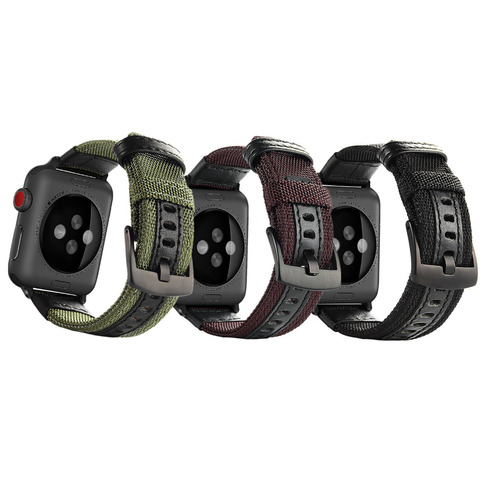 Нейлоновый + кожаный ремешок для apple watch series 6 5 4 3 se iWatch band 38 мм 42 мм Браслет Apple watch serie 3 4 se 6 40 мм 44 мм ремешок ► Фото 1/6