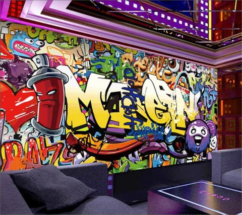 Beibehang пользовательские обои 3d роспись модные буквы граффити бар KTV фон Стена гостиная спальня обои бумажные обои ► Фото 1/4