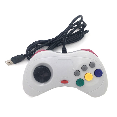Классический игровой контроллер для Sega Saturn, USB проводной игровой контроллер, геймпад, джойстик для системы Saturn, черный/белый ► Фото 1/2